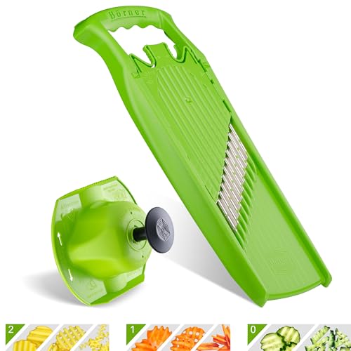 Coupe-légumes Onde-Gaufre Börner PowerLine + Porte-Fruit (2 pièces) • Coupe-légumes Ondulé • Coupe Vague & Gaufrette • Set pour Frites & Gaufrettes...