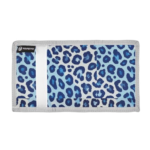 Cheetah Fur Skin Blue trifold trifold wallet for men for birthday gift minimalistic colorful holder with money clip with lanyard billetera para hombre2