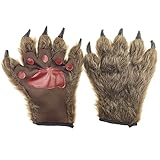 BLUE GARLIC Bear Paw Gloves Animal Paw Mittens for Adults and Kids Cosplay Werewolf Gloves Masquerade Tricky Props Plush