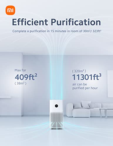 Mi Air Purifiers For Home Large Room- Smart Wifi And Pm2.5 Monitor- Voice Control Cleaner For Pets, Bedroom, Dust- Quiet Air Purifier Covers 398 Sq. Ft- True Hepa Filter Removes 99.9% Of Particles- 3C #TOP1