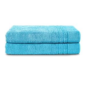 Komfortec Set van 2 Handdoeken 70x200 cm - 100% Katoen - XXL Saunahanddoeken - Badlaken - Strandlaken - Badhanddoek- Douchelaken - Zacht - Hoge Absorptie - Sneldrogend - Turquoise