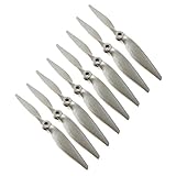 Genuine Gemfan 1070 (10x7) Propellers by RAYCorp. 8 CCW Pieces (Grey) - Glass Fiber Nylon 14-inch Planes & Fixed-Wing Aircraft Props + RAYCorp Battery Strap