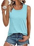 AUTOMET Womens Loose Fit Casual Flowy Tank Tops Square Neck Trendy Sleeveless Summer Tops Clothes Outfits 2025 Aqua XL