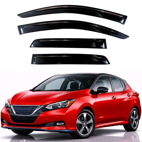Image of KPY Rain Guards Fit for 2018-2025 Nissan Leaf, Out-Channel Window Visors Vent Wind Deflectors 4PC, Car Accessories for 18-25 Leaf
