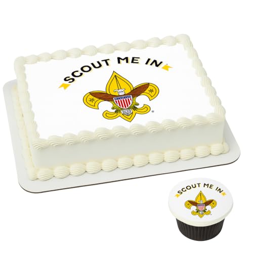 image for Whimsical Practicality Scout Me In Cake Topper – Scouting BSA Logo c