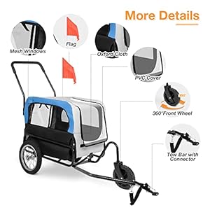 LUCKYERMORE-2-in-1-Dog-Bike-Trailer-Pet-Stroller-Bicycle-Cart-and-Jogger-Wagon-Cargo-Carrier-for-Travel-with-360-Degree-Swivel-Wheels-and-Mesh-Skylight-Stroller-for-a-Variety-of-Roads - Cucciolini Doodles   LUCKYERMORE-2-in-1-Dog-Bike-Trailer-Pet-Stroller-Bicycle-Cart-and-Jogger-Wagon-Cargo-Carrier-for-Travel-with-360-Degree-Swivel-Wheels-and-Mesh-Skylight-Stroller-for-a-Variety-of-Roads