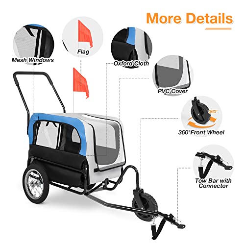 LUCKYERMORE-2-in-1-Dog-Bike-Trailer-Pet-Stroller-Bicycle-Cart-and-Jogger-Wagon-Cargo-Carrier-for-Travel-with-360-Degree-Swivel-Wheels-and-Mesh-Skylight-Stroller-for-a-Variety-of-Roads - Cucciolini Doodles   LUCKYERMORE-2-in-1-Dog-Bike-Trailer-Pet-Stroller-Bicycle-Cart-and-Jogger-Wagon-Cargo-Carrier-for-Travel-with-360-Degree-Swivel-Wheels-and-Mesh-Skylight-Stroller-for-a-Variety-of-Roads
