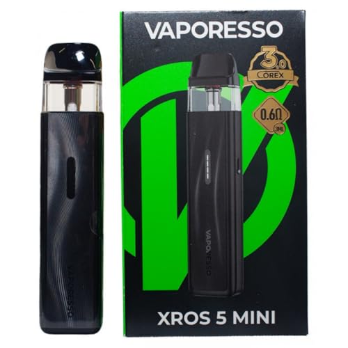 Vaporesso XROS 5 Mini Kit Auto draw Electronic Cigarette Vaporizer 30W MTL Vape with 1500mAh Battery 3ML XROS Pod Cartridge 0.6ohm COREX 3.0 Vaping kein Nikotin (Schwarz)