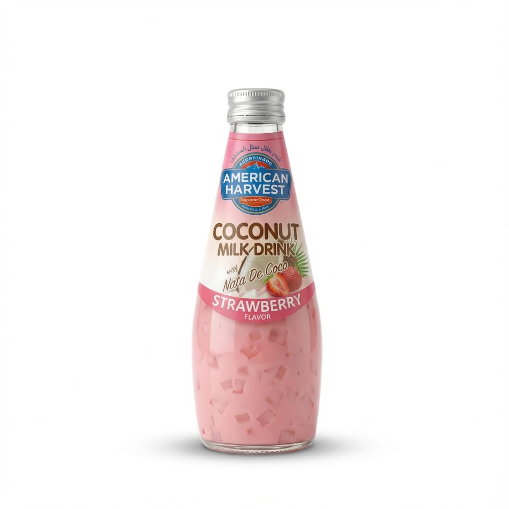 American Harvest Coconut Milk With Nata De Coco Strawberry 290ml