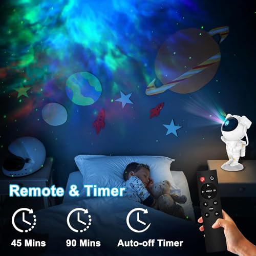 Image of Astronaut Galaxy Projector with Remote Control Premium| 360? Rotation Adjustable Timer Nebula Night Sleep Light | Astronaut Galaxy Star Rocket Projector Night Lamp| Corded Electric