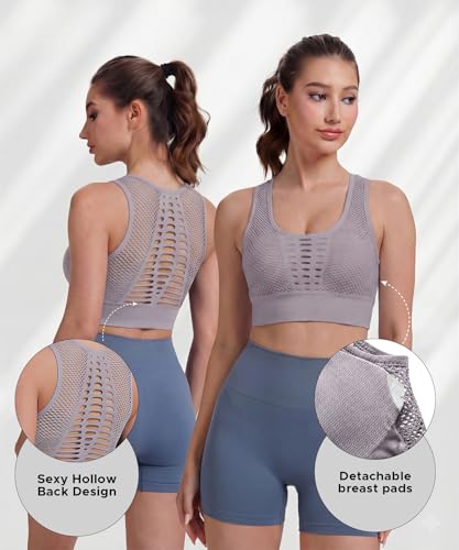 Image of SEASUM Women's Longline Sport Bra Seamless Yoga Crop Top Medium-Low Support Workout Bra