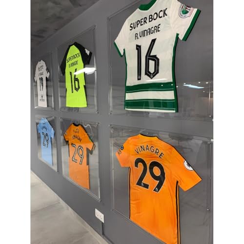 EstudioPlast Marco para Camiseta de Fútbol – Expositor Acrílico Cristal Premium 70x80 cm con Marco Completo de 10 mm y Montaje en Pared