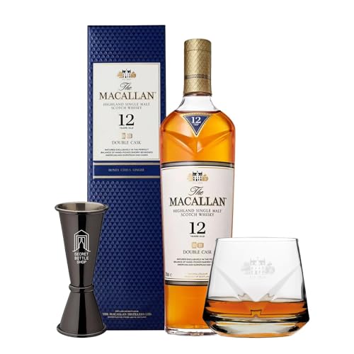 Macallan 12 Year Old Double Cask Whisky 70cl - With Macallan Whisky Glass & Secret Bottle Shop Jigger