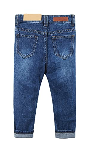 KIDSCOOL SPACE para bebês e meninas com estrela colorida bordada com punhos com punho rasgado, jeans