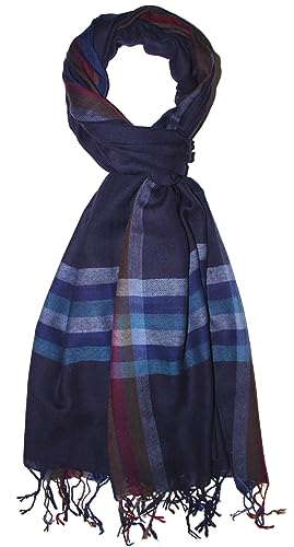 Bufanda de hombre Lorenzo Cana azul 7865011 pañuelo de cachemira y lana 70x200cm