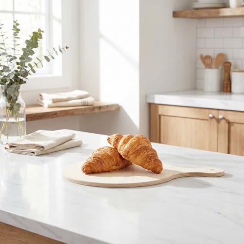 Tabla de cortar redonda de madera con mango 2 piezas miniatura 3