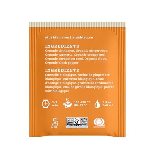 Stash Tea Organic Turmeric Chai, Caffeine-Free, Non-GMO Project Verified, Serve Hot or Iced, 96 Tea Bags, 16 count (6 pack) - Thumbnail 2