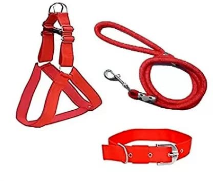 Hundur Store Dog Harness Collar & Rope Combo (Large, Red) (B0B6Q6BCZ9) Amazon Price History, Amazon Price Tracker