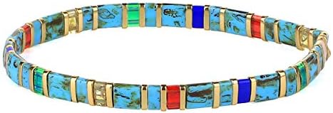 KANYEE Tila Colorful Beaded Bracelets Handmade Stretch Bracelets Transparent Crystal Tile Elastic Bracelets Christmas Gifts For Women