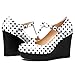 AUMOTED Women's Solid Wedges Heels Platform High Heel Pumps Dating Closed Round Toe T-Strap Buckle Wedges Pumps 4