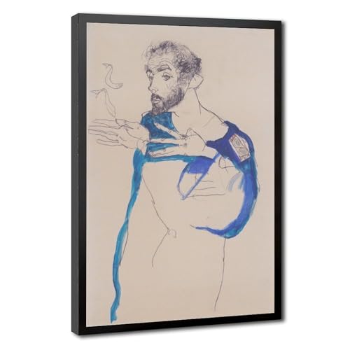 Toile Gustav Klimt au smock bleu : la décoration murale idéale pour votre bureau de télétravail