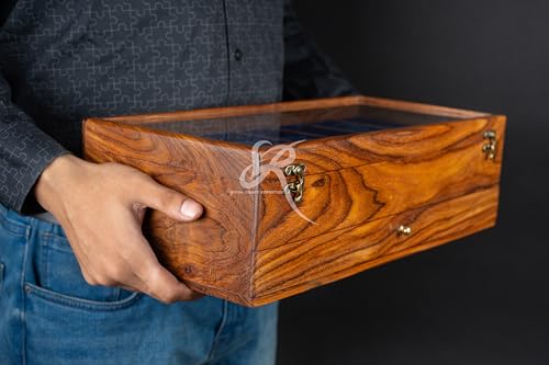 Image of Royal Craft Expertise Handmade Vintage Men's Wooden Watch Box with Drawer - Rosewood Watch Case for Men - Custom Timepice Holder & Gift for Him, Luxury Premium Watch Display Case