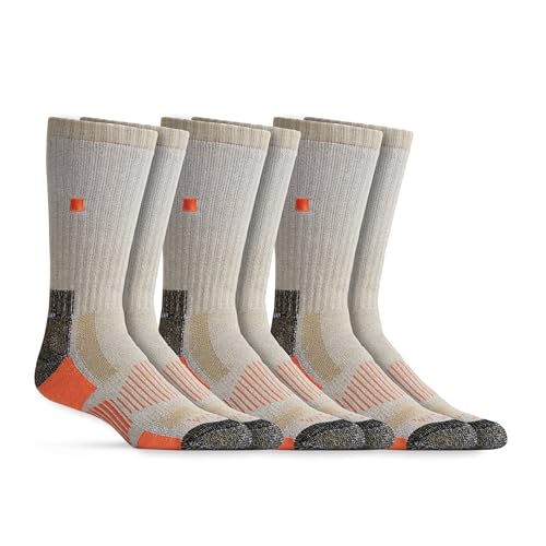 WORN Heavy-Duty Work Boot Socks - Full-Cushion Performance Merino, Moisture-Wicking, Durable, Work, Chore or Outdoor (3 Pack Marled Tan, Large)