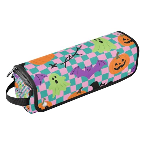 2-in-1 Estuche de Viaje para Rizador con Almohadilla Resistente al Calor y Accesorios Desmontables para Plancha, Rizador, Secador de Pelo, Diseño de Halloween Naranja Calabaza Fantasma Murciélago miniatura 1