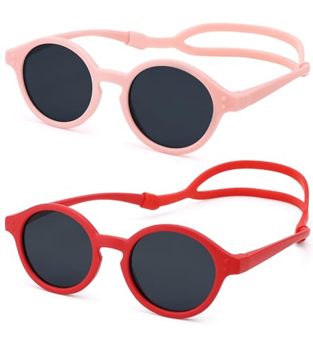 Image of NULOOQ Polarized Baby Sunglasses with Silicone Strap - Bendable TPEE Flexible Infant Sunglasses 0-24 Months