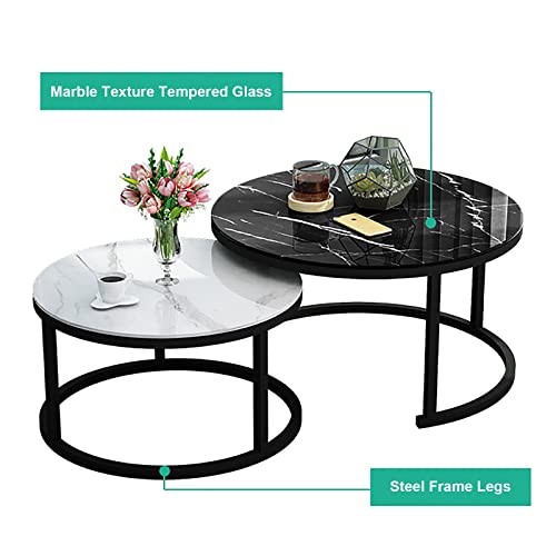 Table basse gigogne gain de place pour petit salon avec cadre doré effet marbre - 3