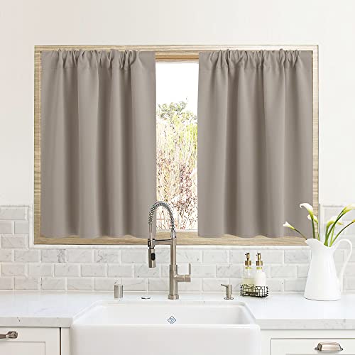 RYB HOME RV Camper Door Window Curtains -Blackout Privacy Curtains & Drapes for Bathroom Bedroom Kitchen Portable Travel Trailer Small Window Decor, W 34 x L 24, Sand, 2 Panels