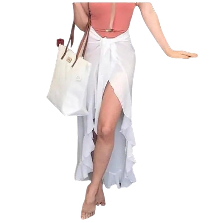 Saia e Saida De Praia Pareo Moda Verão (BR, Alfa, Único, Regular, BRANCO)