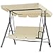 Esright Patio Swings Outdoor, 3-Seat Glider Patio Swings with Removable Cushion and Adjustable Canopy, Porch Bench for Garden, Poolside&Backyard, Beige