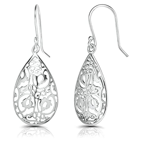 Sterling Silver Filigree Teardrop Earrings Cover