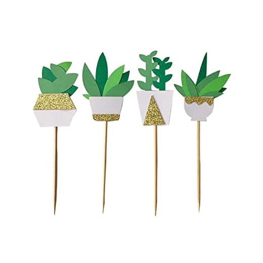JANOU Cactus Cupcake Toppers Fiesta Cake Toppers Picks Succulents Decor for Birthday Wedding Summer Luau Party Favors Pack 12pcs