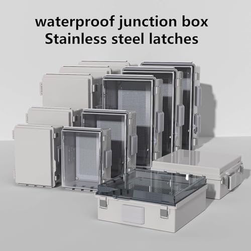 Image of Electrical Junction Box, Ventilated Design, Cable Grommets, Indoor /Outdoor Use with Mounting Panel & Hinged Cover. Waterproof IP 65. (Grey Cover, 19.7 inchx15.7 inchx7.9 inch)