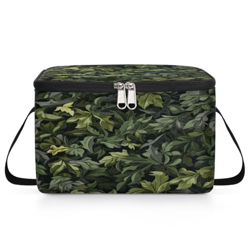 GzLeyigou Leaves Lunch Bags for Women Men 9 Cans, Hot & Cold Food Delivery Bag Insulated Grocery Bag Insulated Lunch Box Camouflage Cooler Bag for Office Work Picnic Beach