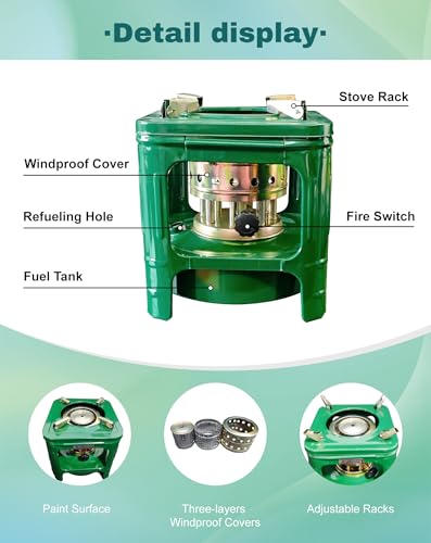 Image of CHADWICK 10 Wicks Square Camping Picnic Burner Furnace, Portable Kerosene Stove, Perfect for Backpacking, Hiking, Outdoor Adventures & Cooking