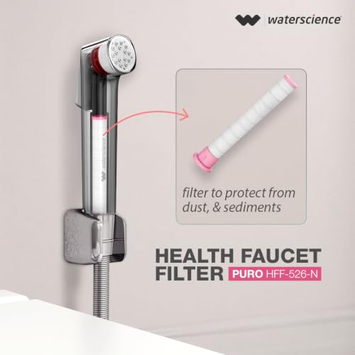 Image of WaterScience Health Faucet with Sediment Filter | Jet Spray for Toilet | Health Faucet Gun Only - with NeverBlock Technology - PURO-HFF-526-N