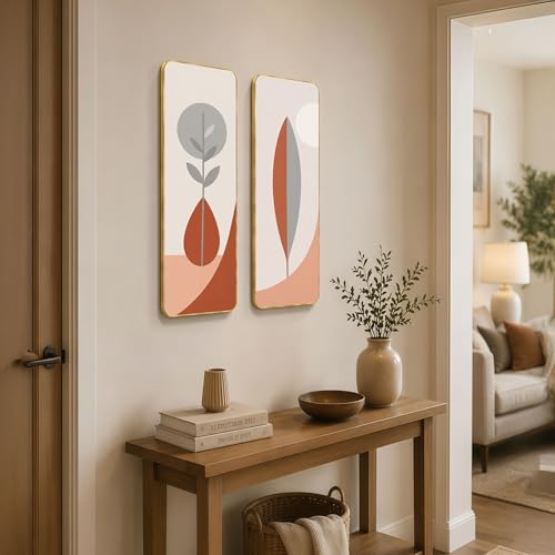 Image of The Castle Decor Nordic Abstract Wall Art Set of 2 | Minimalist Boho Botanical Prints 19X27 Inch | Luxury Modern Wall Decoration for Bedroom Living Room