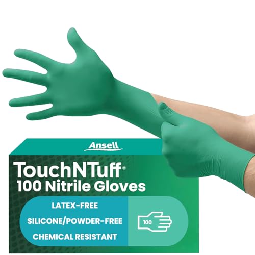 Produktfoto von Ansell TouchNTuff 92-600,Nitril- Einmalhandschuhe, Einweghandschuhe für Lebensmittel, Chemikalienschutzhandschuhe mit…
