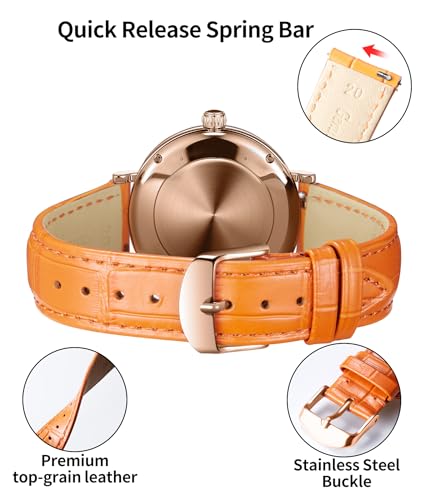 Image of BINLUN Leather Watch Band Genuine Calfskin Replacement Watch Strap Quick Release Crocodile Pattern 10 Colors 13 Sizes for Men Women(10mm,12mm,14mm,16mm,17mm,18mm,19mm,20mm,21mm,22mm,23mm,24mm)