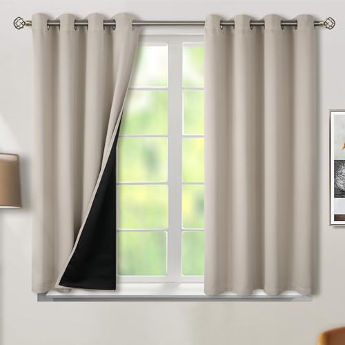 BGment Camel Short Blackout Curtains for Small Window - 2 Panels