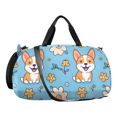 Duffle Bag Kids Gym Bag with Shoes Compartment & Wet Separation Overnight Travel Duffel Bag Baby Welsh Corgi for Girl Boy2