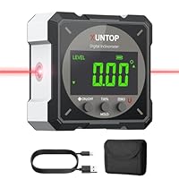 XUNTOP Inclinometro Digital con Láser 4x90° Caja de Nivel Digital con Magnético Fuerte de 4 Lados Inclinómetro Digital Impermeable IP54 para Carpintería, Construcción, Decoración del Hogar-Negro