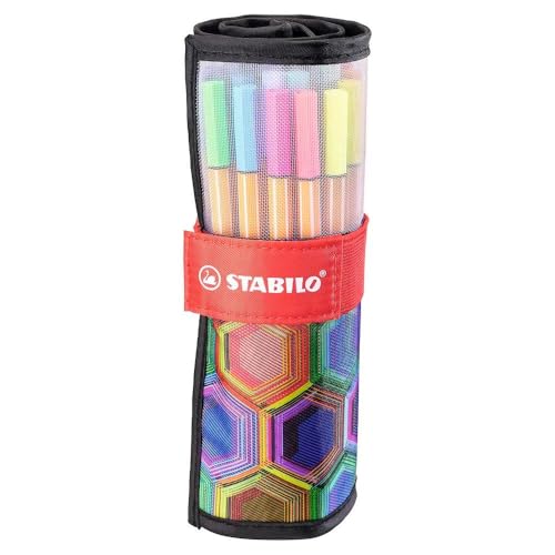 Caneta Ponta Fina – STABILO point 88 ARTY – Estojo nylon com 25 unidades – Em 20 cores + 5 cores neon