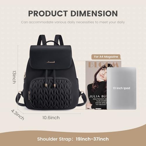 Image of LOVEVOOK Mini Backpack for Women, Small Backpack Purse for Travel Work Cute Backpack Daypack With Anti-theft Pocket Mini Bag for Daily College Shopping, Black