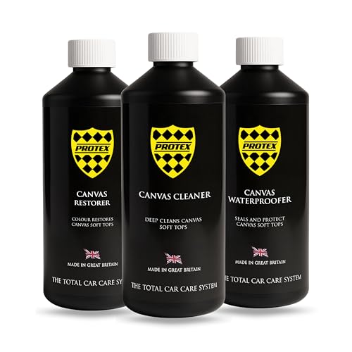 PROTEX Convertible Soft Top Care Kit with Canvas Cleaner/Restorer (Black)/Waterproofer - 500ml