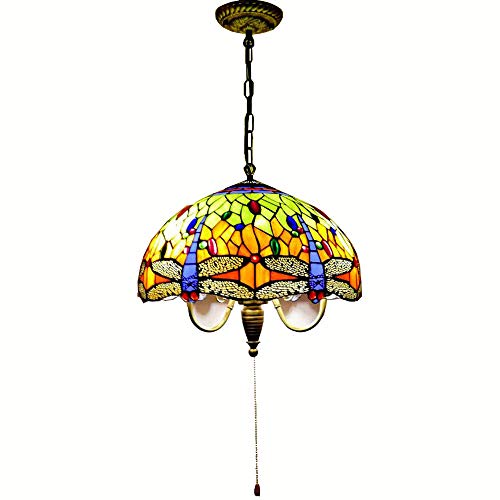 Lustre suspension Tiffany vintage avec interrupteur à chaînette switch