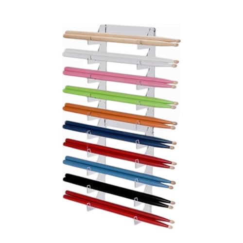 ERRULAN Acrylic Drum Stick Holder, drumstick display para 10 pares de baquetas, accesorios para batería, color blanco miniatura 1